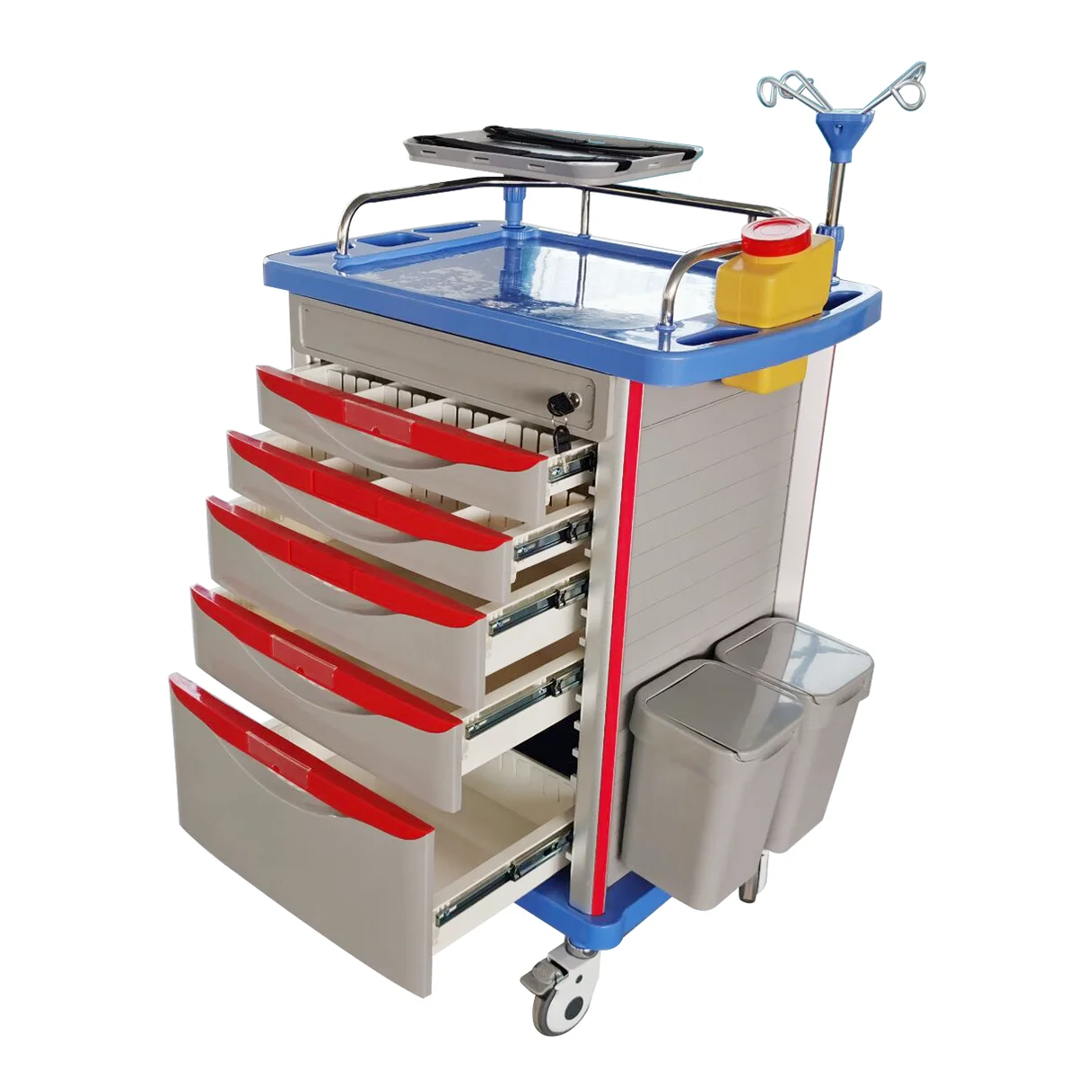 MT MEDICAL Clinic Cheap Mobile ABS Drugs Hospital Medical Crash Cart Plastic Emergency Medicine Trolley