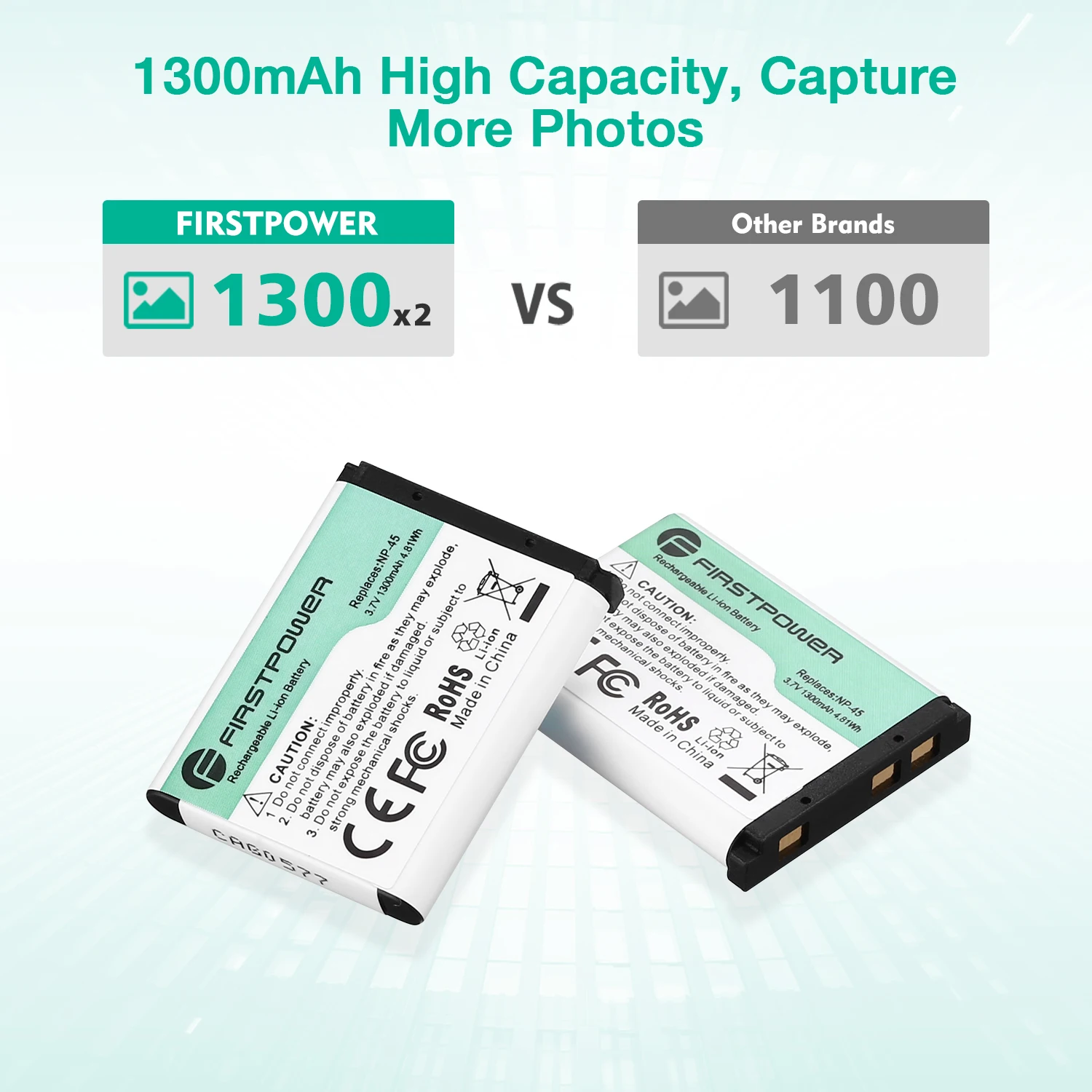 Rechargeable 1300mAh 3.7 V Lithium-ion Digital Battery Charger Set For Fujifilm NP-45/NP-45a/NP-45s