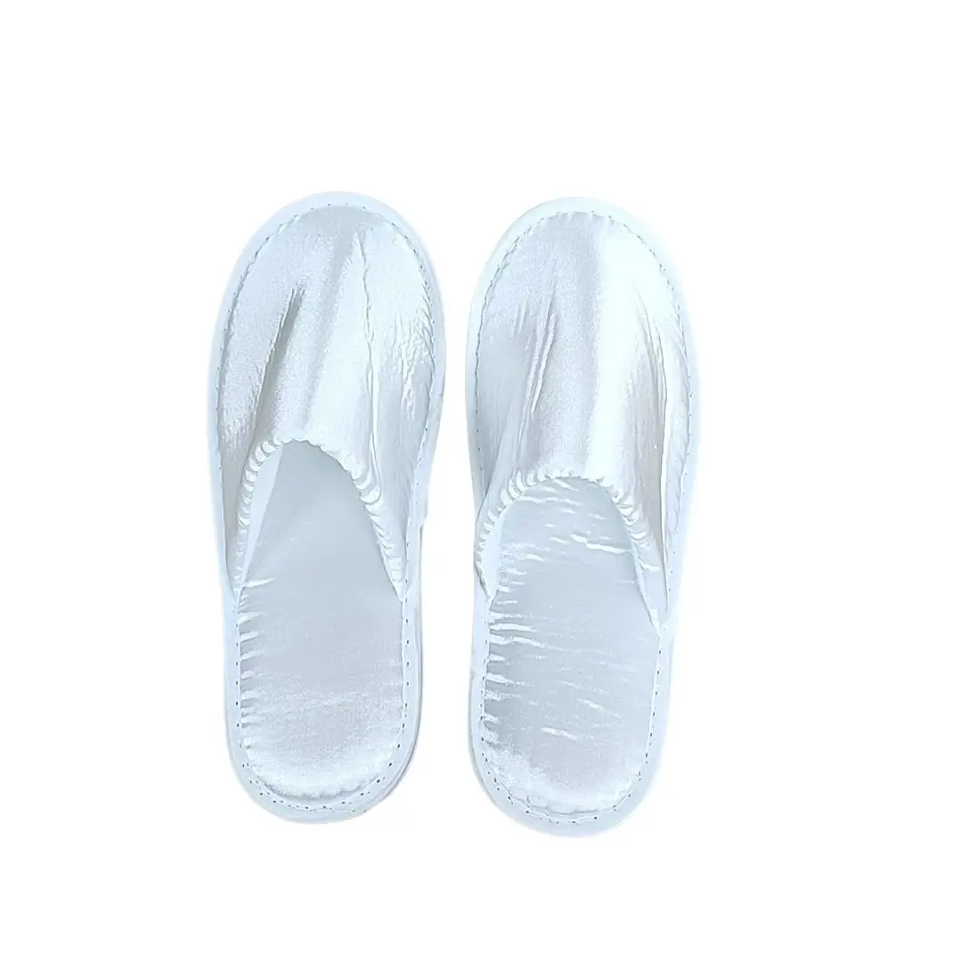 Custom logo Luxury hotel brand new disposable nonskid thickened comfortable soft breathable satin slippers for hotel Spa