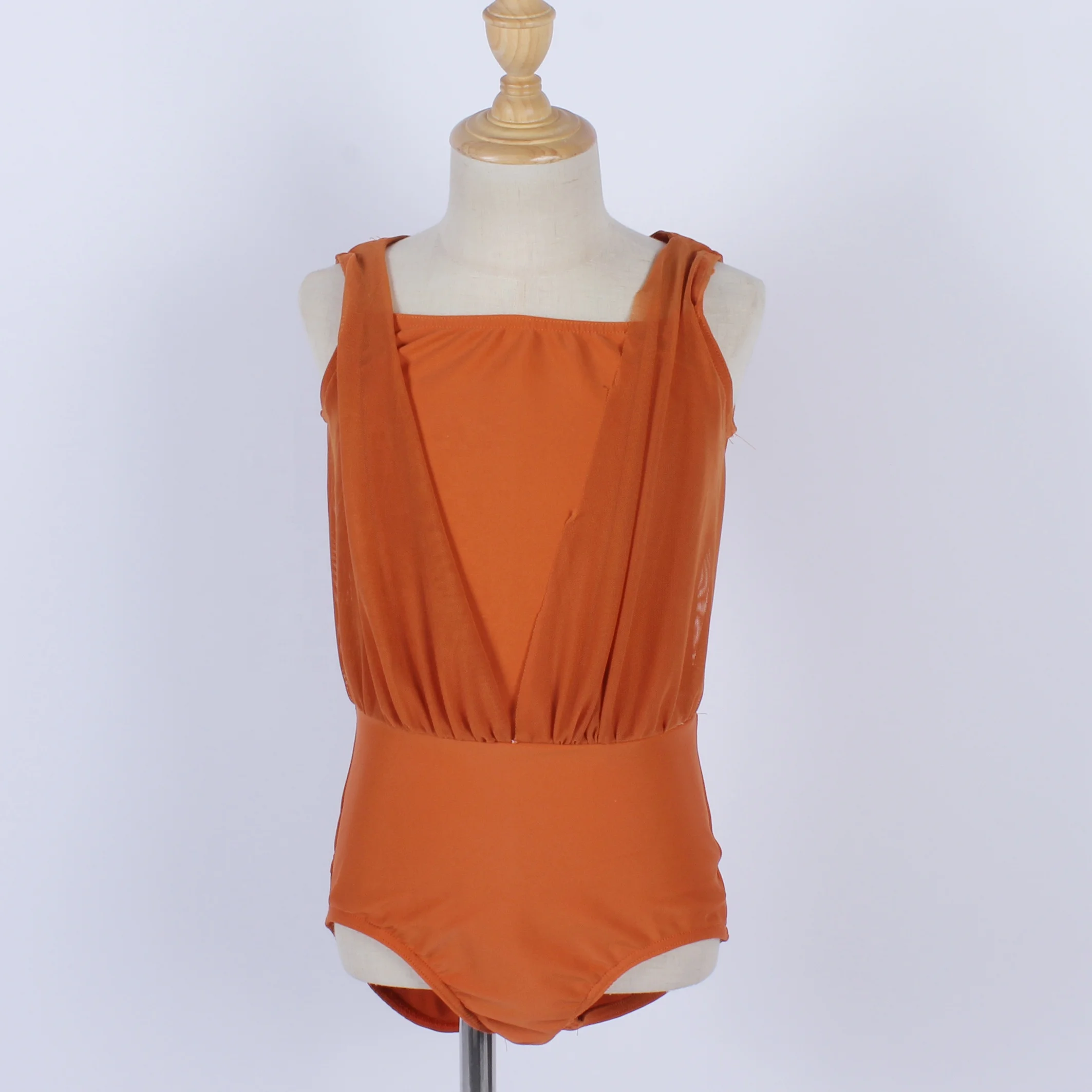 Rust girls elegant latin dance wear lyrical dance leotard stage performance Yoga dance catsuit