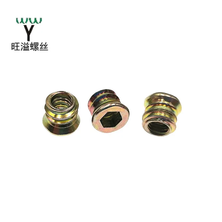 origin direct selling Copper plated Countersunk head Hex nuts Furniture wood Screw plug with internal and external tooth Nuts