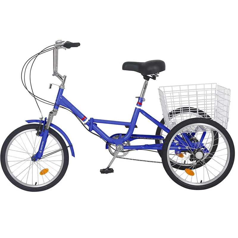 Adult Folding Tricycle 7 Speed 20/24/26 Inch Adult Tricycles 3 Wheel Cargo Bike Cruiser Trike Bike