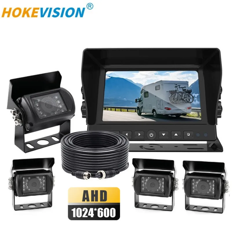 Factory 1080p car reverse camera back up rearview truck night vision parking system 4ch split ahd monitor kit with display lcd