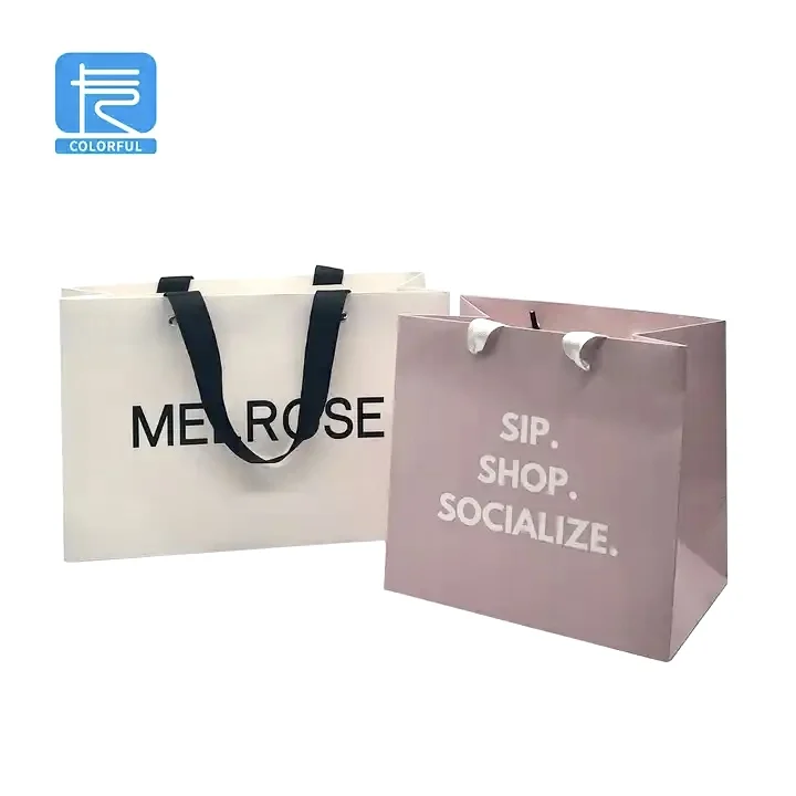 Custom Logo Factory High Quality Cheap Luxury White Paper Bag Retail Boutique Shopping Gift Paper Bags With Your Own Logo