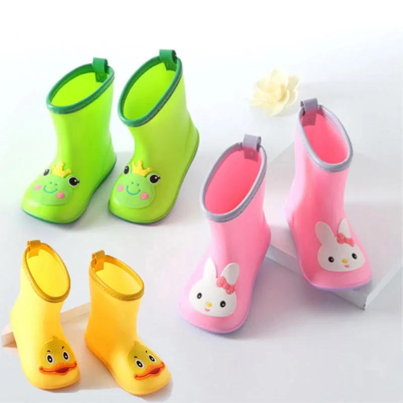 Wholesale PVC rubber kids waterproof rain boots kids cartoon cute water shoes