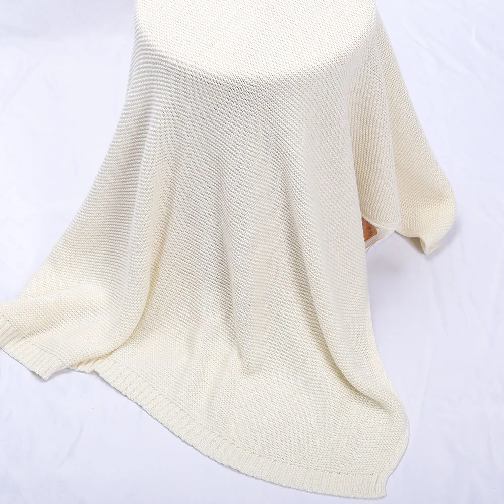 2023 Wholesale Price Super Soft 100% Cotton 80*100cm New Type Knitted Baby Blankets for Newborns