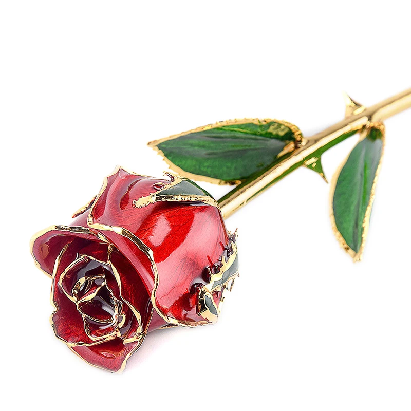 Wholesale Valentines Day Handmade Half-Blooming Fresh Preserved Roses with Stem 24k Gold Dipped Eternal Rose