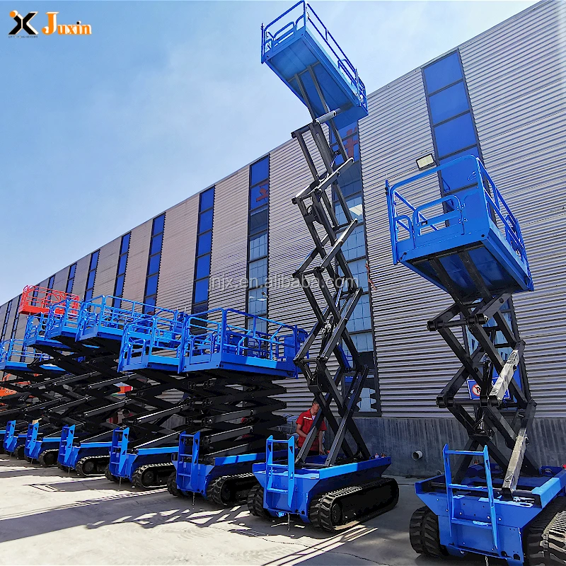 10m 12m working height Tracked crawler scissor lift manlifts for air job with jacks