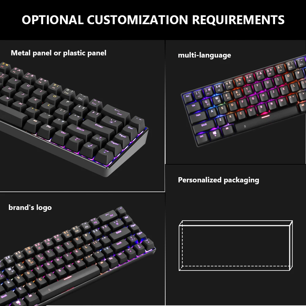  OEM Мини Проводная и BT беспроводная Двухрежимная RGB Механическая игровая клавиатура перезаряжаемая портативная для