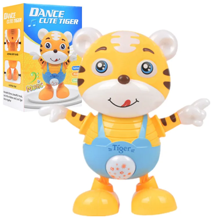 Kids educational cute tiger light music toys dancing toy robots