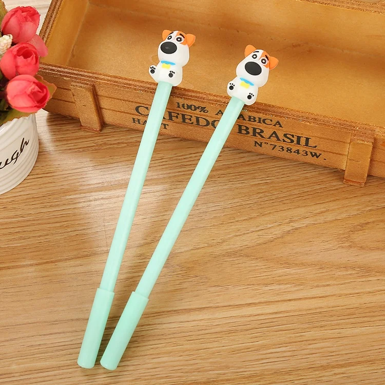 Wholesale 0.5mm gel ink plastic cartoon head cute dog pen for girl