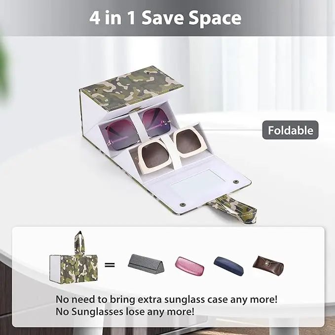 Camouflage Portable Sunglasses Organizer 4 Slots Travel Glasses Case Multiple Pairs Eyeglasses Storage  Hanging Eyewear Holder