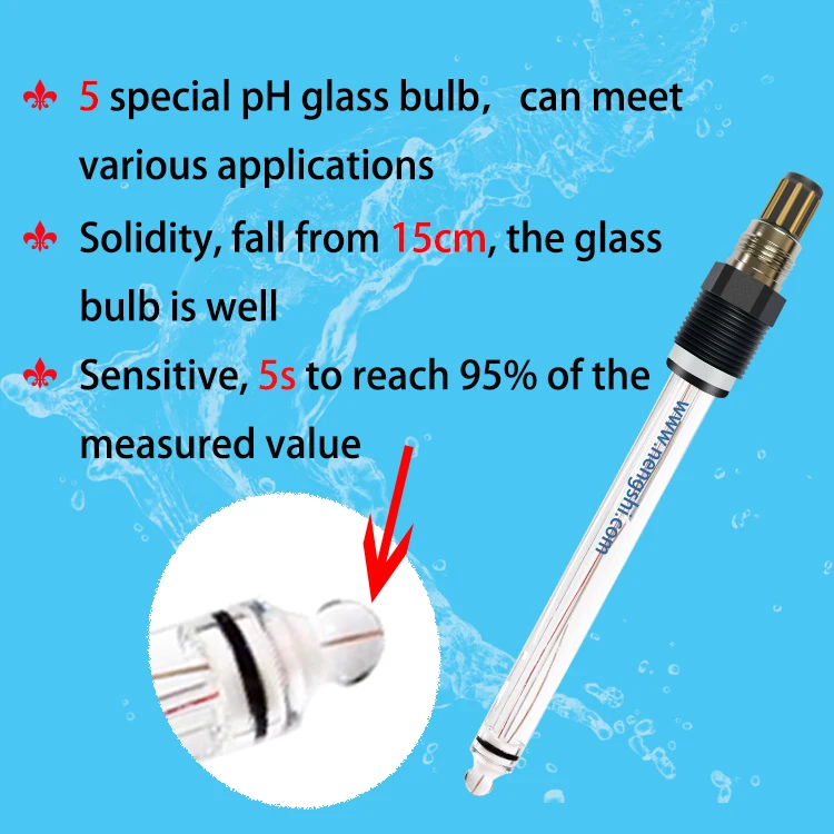 long life stable sensitive high quality glass and plastic body online and lab pH sensor pH electrode pH probe, -15~130centigrade
