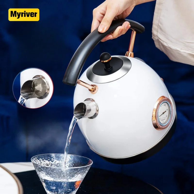 Myriver Food-Grade Stainless Steel Electric Cooking Kettle Water Level Indicator Kettle 1.7 Litre