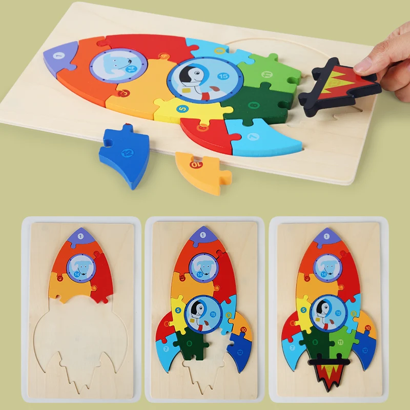 Custom Factory Direct 3D Puzzles Educational Toys Kids Animals Wooden Jigsaw Puzzles For Children