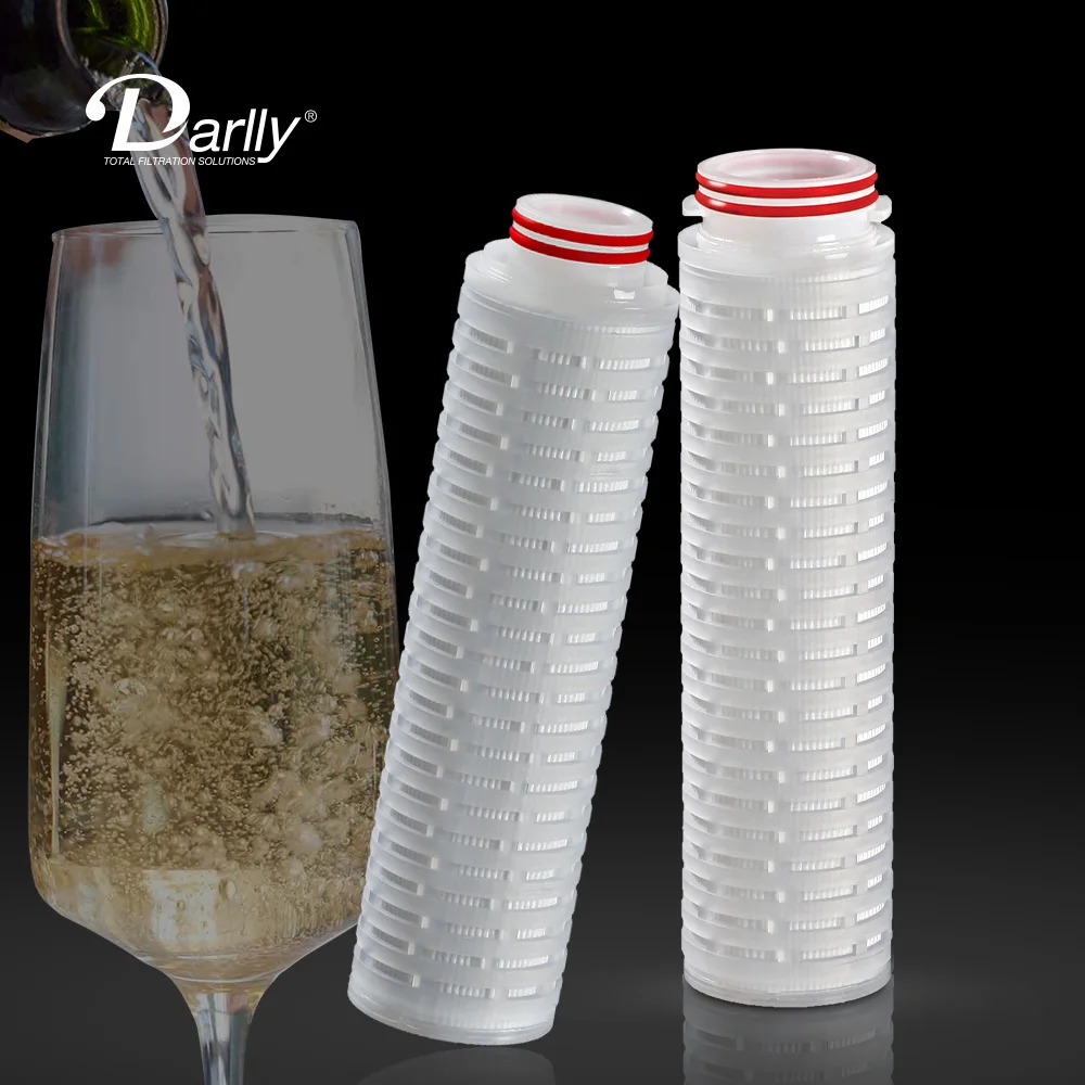 OEM 0.22/0.45/0.65 Micron PES Membrane Pleated Filter Cartridge  Water Filter Cartridge For Biological Sterilization Filtration