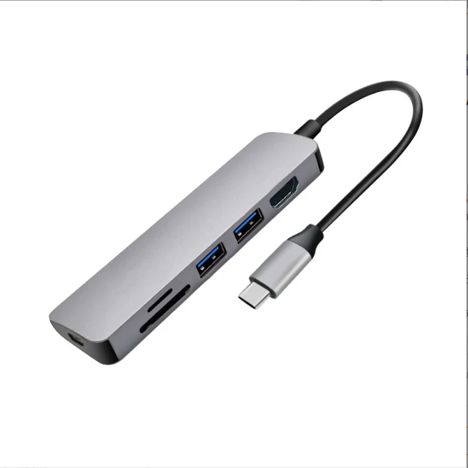 6 In 1 Type C HUB USB 3.1  Adapter male to Female+USB 3.0+SD+ TF socket