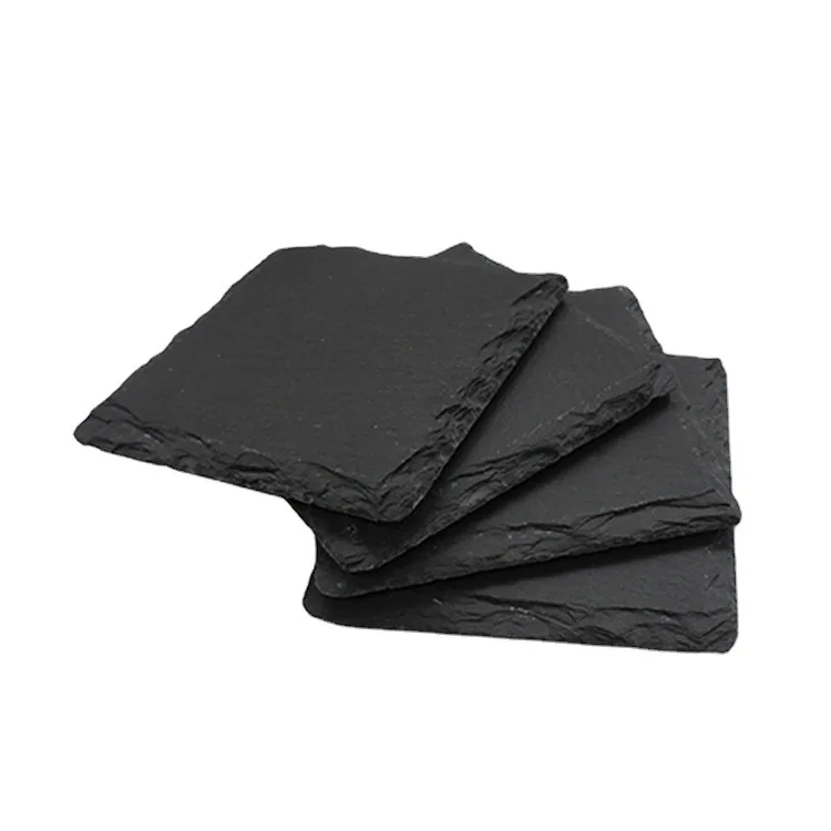 Hot Selling Marble Acrylic Rock Coaster Round Square Slate Coasters For Glasses Cups Slate Coasters For Laser Engraving
