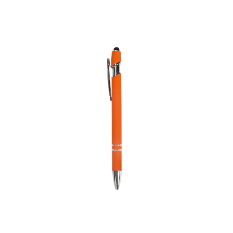 Promotional Gift Custom Logo aluminum matt rubber Soft  Ballpoint Pen with Stylus Premium Metal Touch Pen