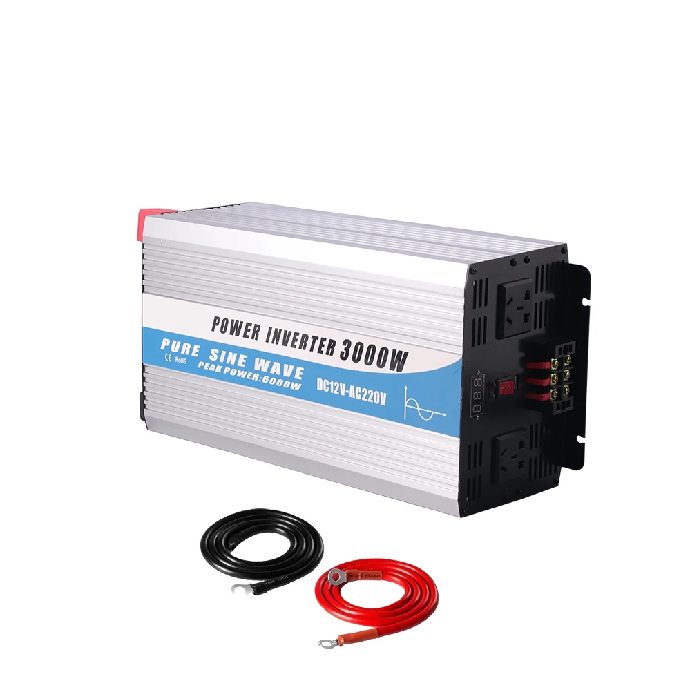 CE FCC certified 3000W 3KW power inverter 12v to 220v pure sine wave  dc to ac power inverters