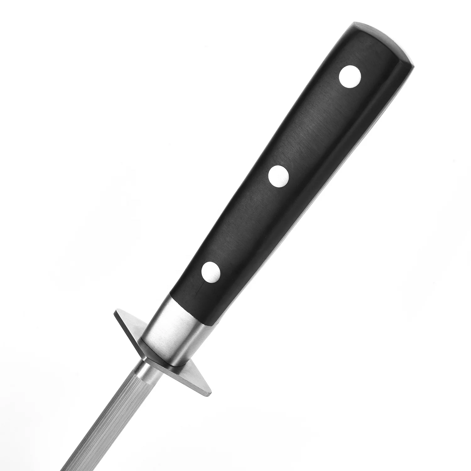 Magnetized Professional Carbon Steel Black Knife Sharpening Steel 12 Inch Honing Rod