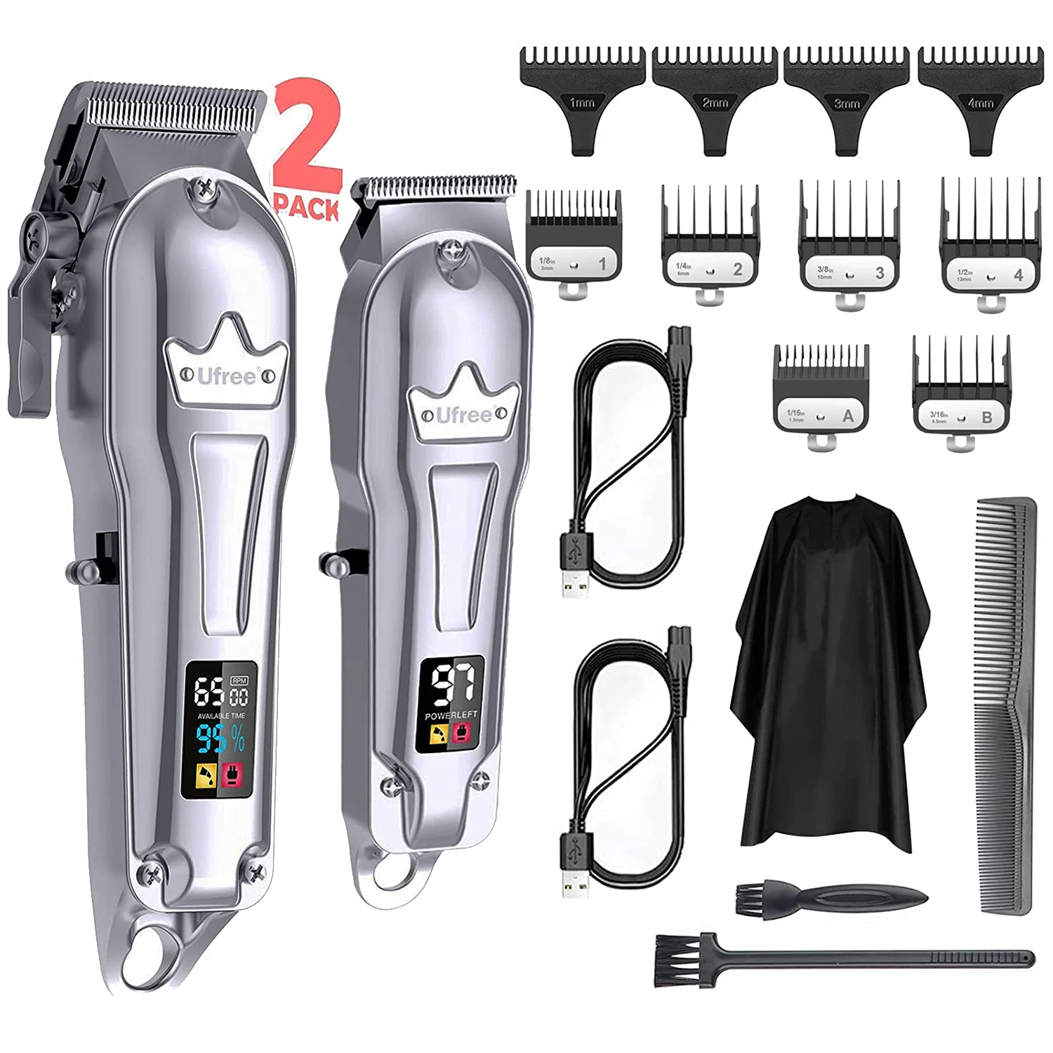 Ufree Barber Professional T-Blade Hair Cutting Beard Trimmer Cordless Hair Clippers Men