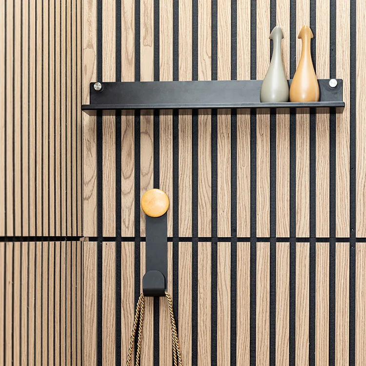 Goodsound Acoustic Slat Wall Panels Stainless Steel Black Shaped Wall Mounted Floating Shelf