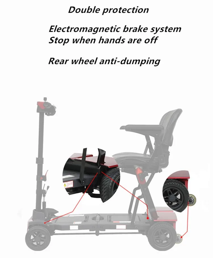 CE Standard New Design Automatic 4 Wheels Folding Electric Mobility Scooter elderly