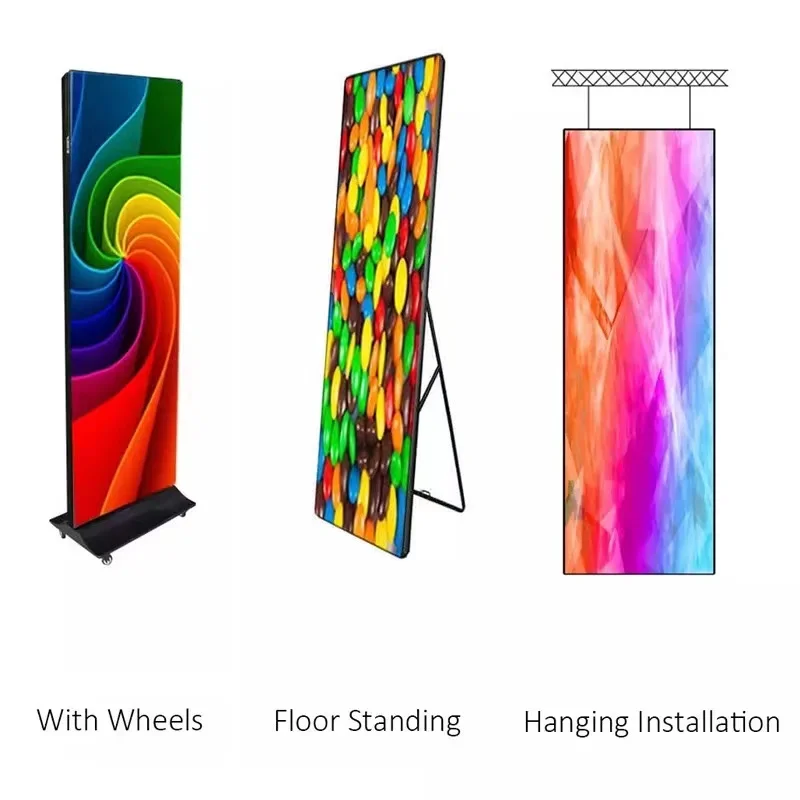 New Commercial straight stand portable P1.86 P2 P2.5 P3 LED screen digital poster display for advertising
