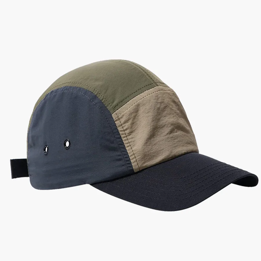 Color Block Multi Color Camp Hat Custom Golf Sports Outdoor Lightweight Run Nylon 5 Panel Cap
