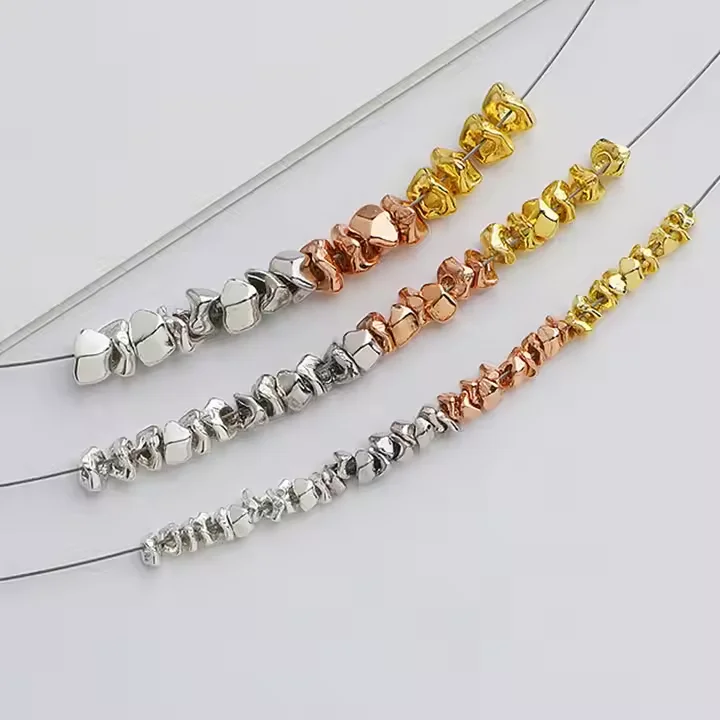 Wholesale High Quality 925 Sterling Sliver Fashionable Golden/silver/rose Gold Irregular Spacer Bead for Jewelry Making Supplies