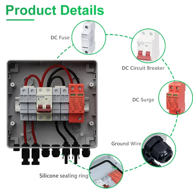 CNLonQcom 2-1 500V 32A 2 In 1 Out Solar Plastic IP65 Waterproof Box | Durable ABS Material 2 Strings Combiner Box