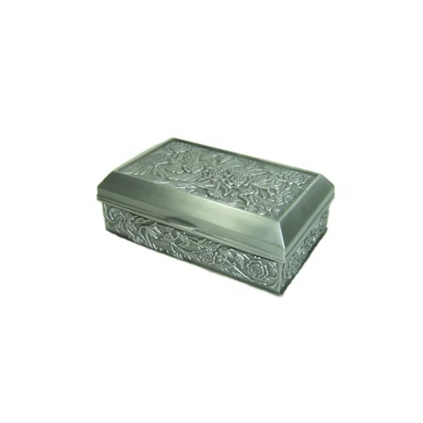 Elegant rectangular metal jewelry box