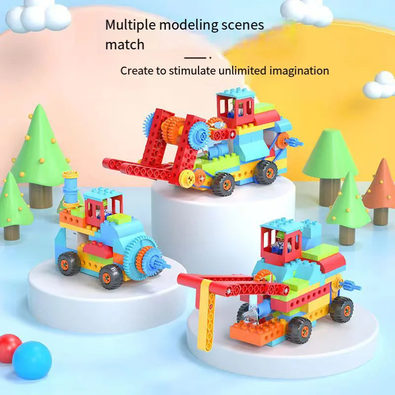 12in1 stem Education Early Simple Machines Large-sized Building Blocks Set ABS Plastic DIY Bricks STEM Toy for Kids
