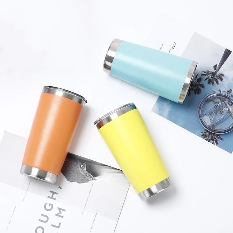 Wholesale Promote Tumbler Coffee Cups Matte Color 20oz tumbler with Seal Lid and Straw