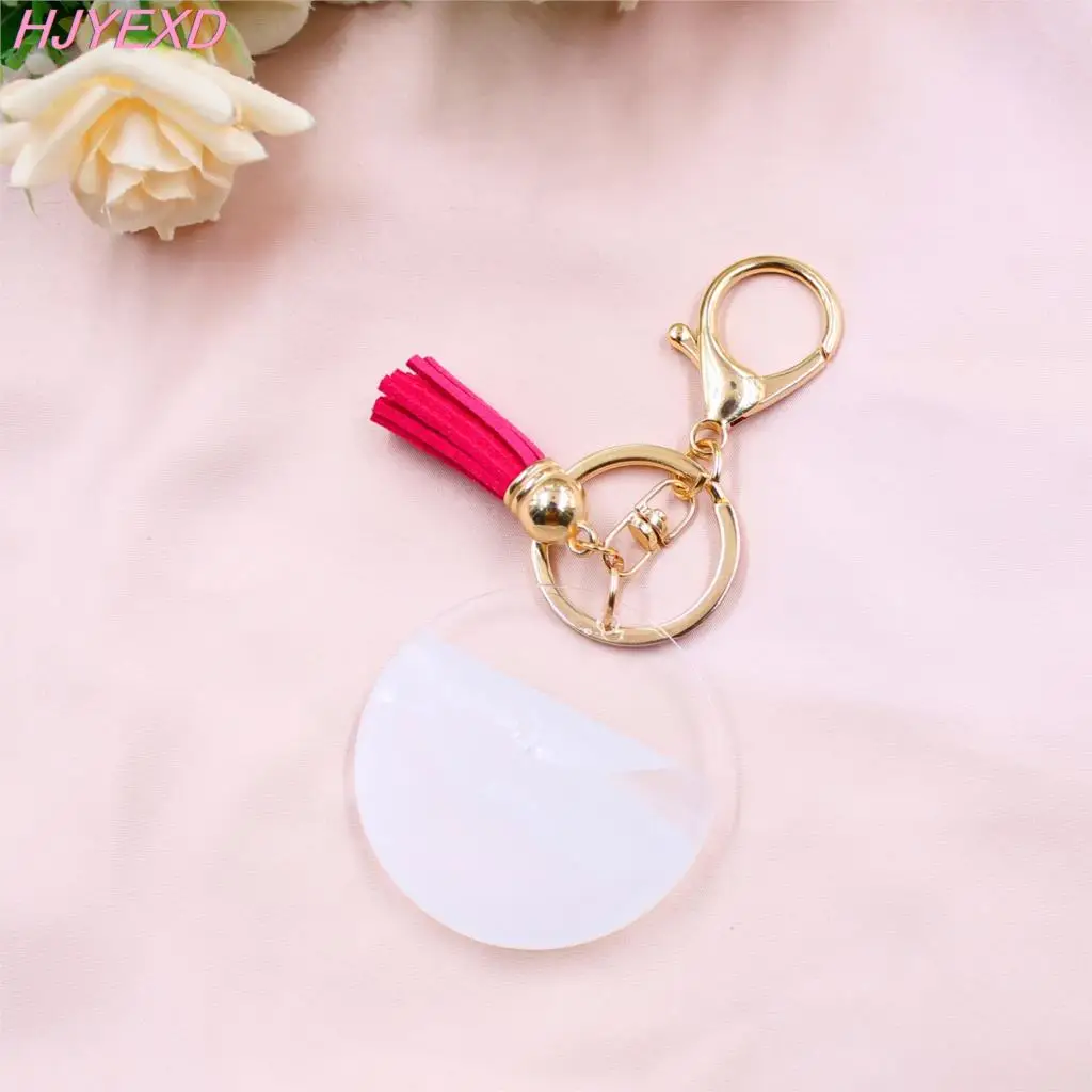 Acrylic Clear Round Keychain With Tassels Lobster  Circle Monogram Gold Keychain
