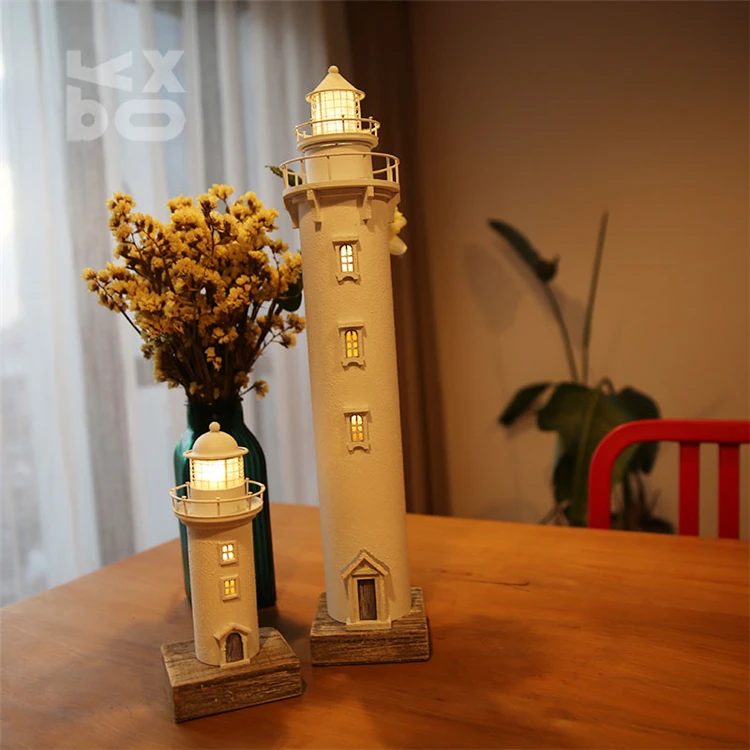 
Factory Direct High Quality pure white lighthouse craft wooden decoration lighthouses 