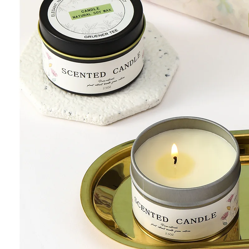 2024 Hot Sale Luxury Tinplate Scented Candles in Bulk Soy Wax Candle for Decorative Gift