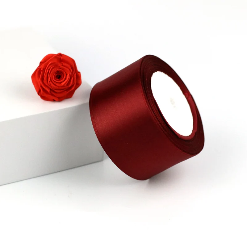 Customized 40 Colors 2 inch Satin Ribbon Single Face 25Y Bow Ribbon 50MM for Gift Wrapping