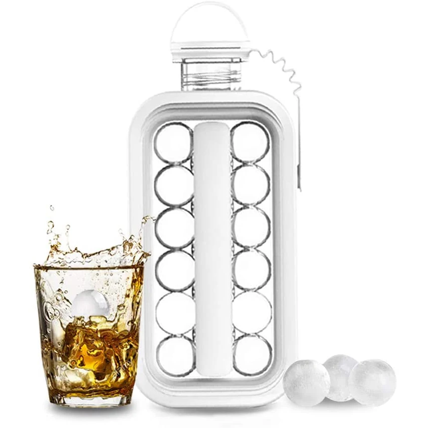 2 in 1 Ice Ball Maker Kettle 12 Grids Ice Cube Molds Ice Hockey Cold Water Bottle