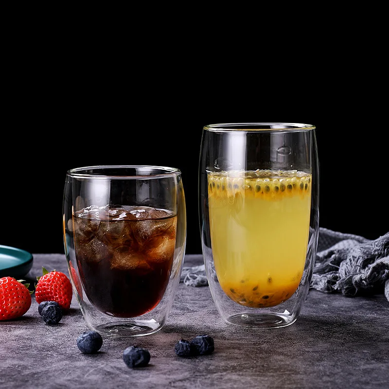 
Clear high quality borosilicate heat resistant double wall glass cup 