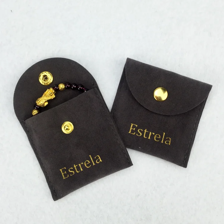 Green velvet jewelry envelope pouch faux suede gift wrapping jewelry packaging bags with logo for jewelry