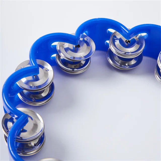 Conjurer Musical Tambourine Double Row Metal Jingles Hand Held Percussion Drum for Gift KTV Party with Ergonomic Handle Grip