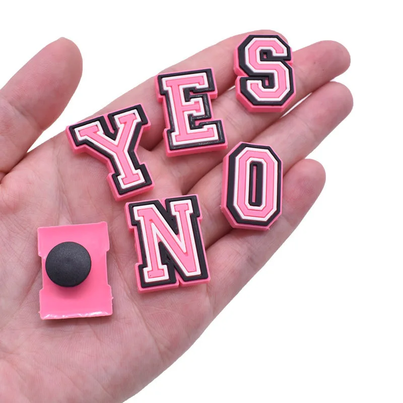 Initial Shoe Accessories DIY handmade 0-9 digital shoe accessories Pink A-Z letters polyvinyl chloride shoe accessories