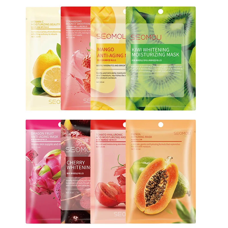 Wholesale Korean Skin Care Natural Organic Collagen Fruit Facial Mask Moisturizing Whitening Beauty Facial Sheet Mask