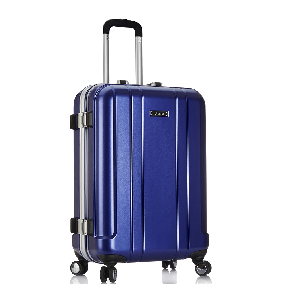 vintage trolley bags with 4 wheels Aluminum Frame durable plastic hard blue pilot suitcases luggage