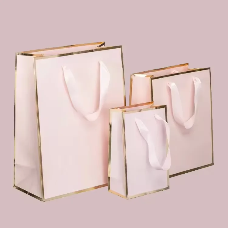 Luxury Custom Logo Large Small Retail Store Clothing Jewelry Packaging Shopper Gift Paper Bag With Bow Tie Ribbon Handles