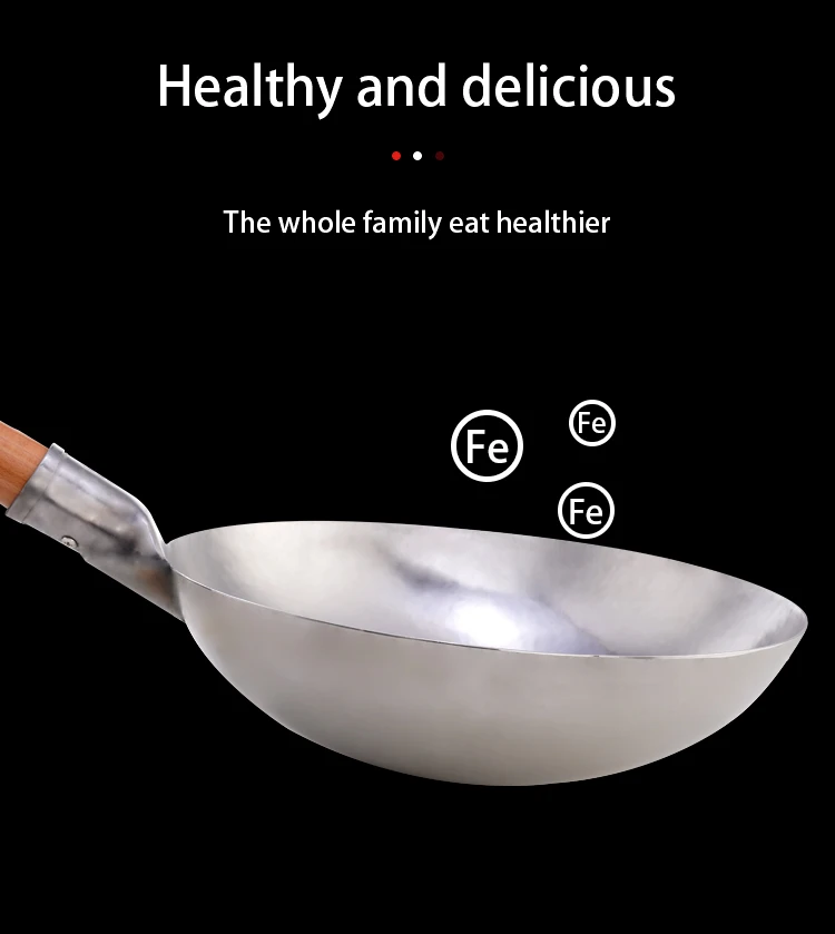 Традиционные железные кастрюли для вок ручной работы, антипригарная сковорода, непокрывающая газовая плита, кухонная утварь для вок