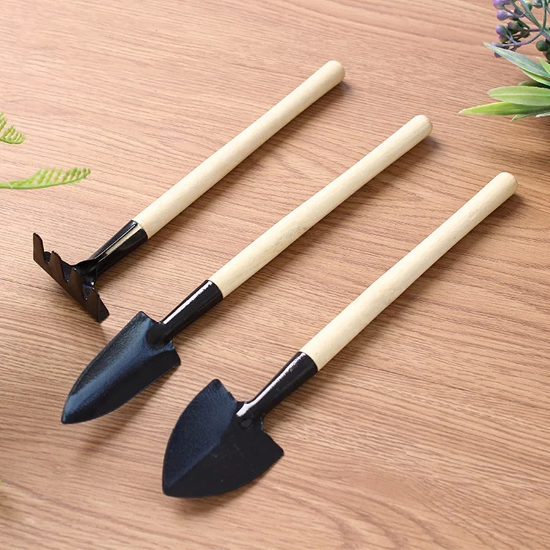 3 Piece Garden Set Stainless Steel Mini Garden Tools Set With Wood Handle