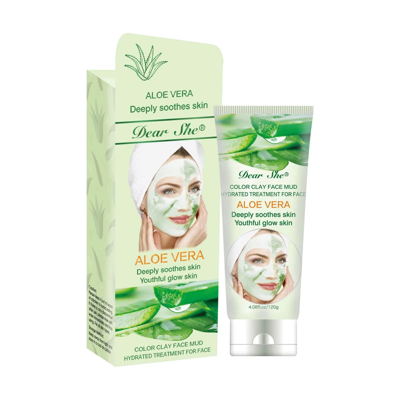 Latest china new model Private label dear she aloe vear deeply soothes hydrated skin color clay facial  mud mask for skin care